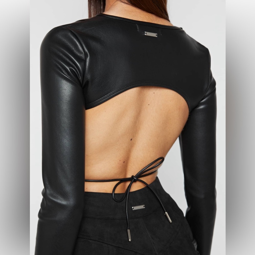 MANIERE DE VOIR Vegan Leather Backless Top 4